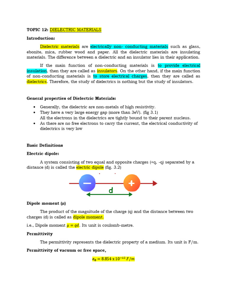 Understanding Dielectric Materials and Capacitance | PDF | Dielectric ...