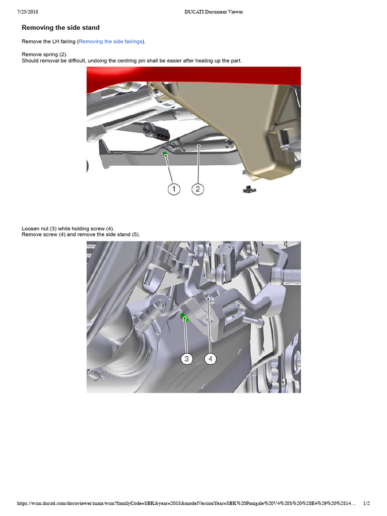 Ducati Panigale V4S Side Stand Removal Guide | PDF