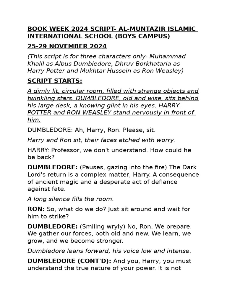 Book Week 2024 Script | PDF