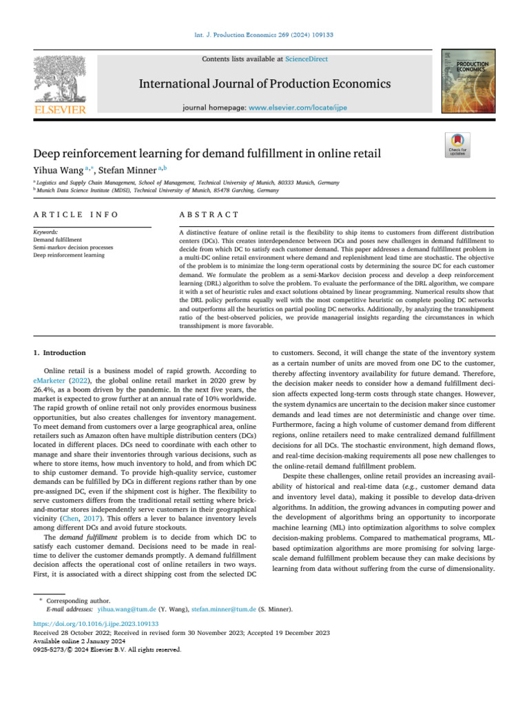 Wang-2024-Deep Reinforcement Learning For Dema | PDF | Applied Mathematics