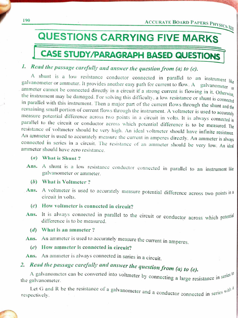 Physics Case Study Questions on Circuits | PDF | Earth's Magnetic Field ...