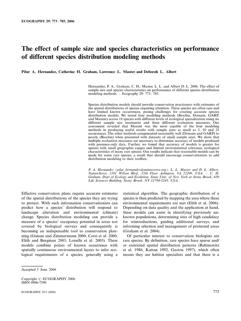 The Effect of Sample Size and Species CH | PDF | Receiver Operating ...