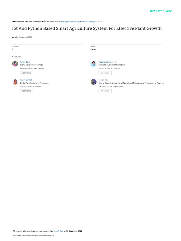 Io TAnd Python Based Smart Agriculture System | PDF | Internet Of ...