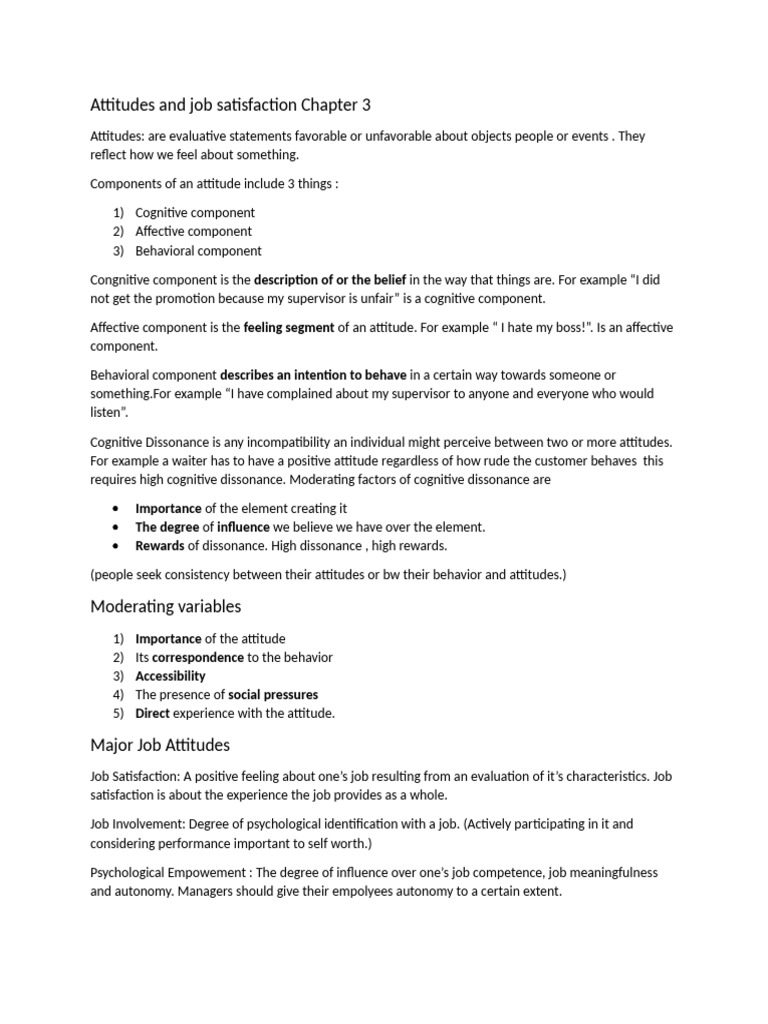 Employee Attitudes & Satisfaction | PDF | Attitude (Psychology) | Job ...
