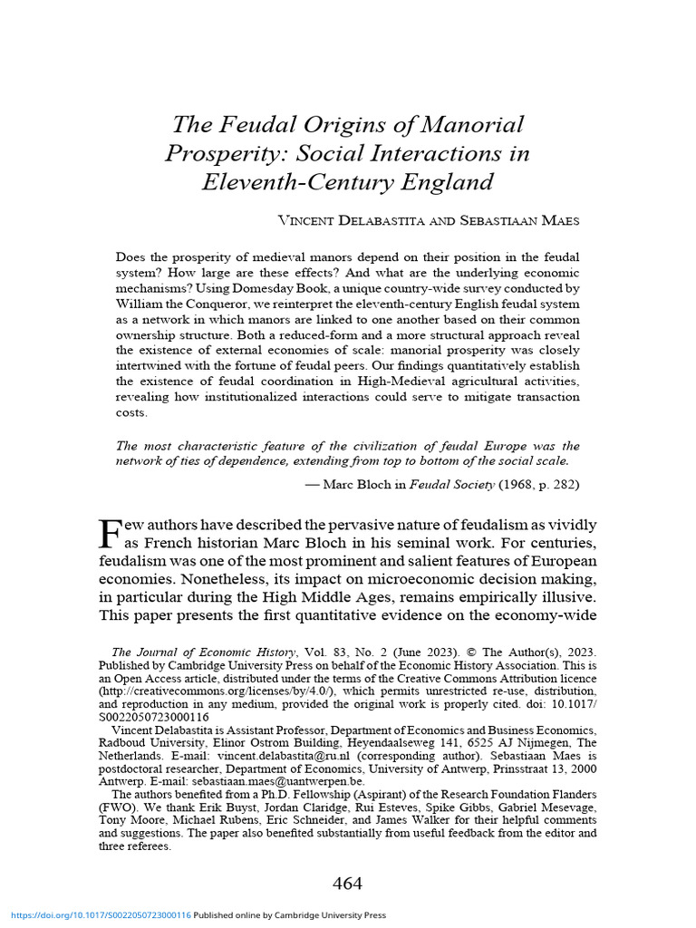Feudal Networks & Manor Prosperity | PDF | Kingdom Of England | Feudalism