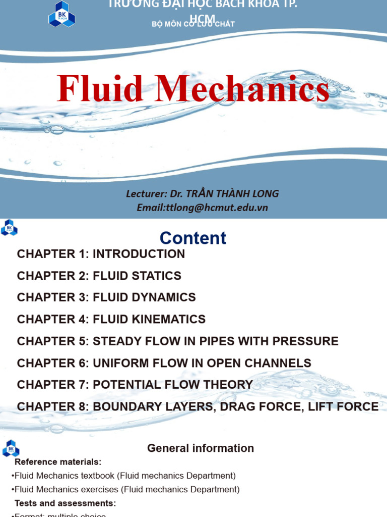 Fluid Mechanics Course Overview | PDF | Fluid Dynamics | Fluid Mechanics