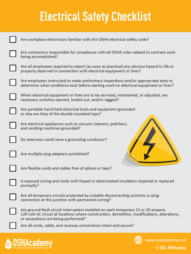 Electrical Safety Compliance Checklist | PDF | Electrical Connector ...