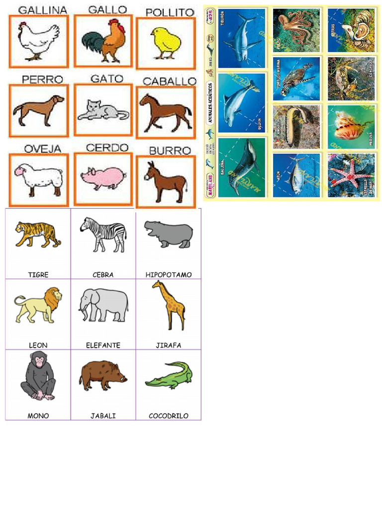 Animales de La Granja, Acuaticos y Salvajes | PDF