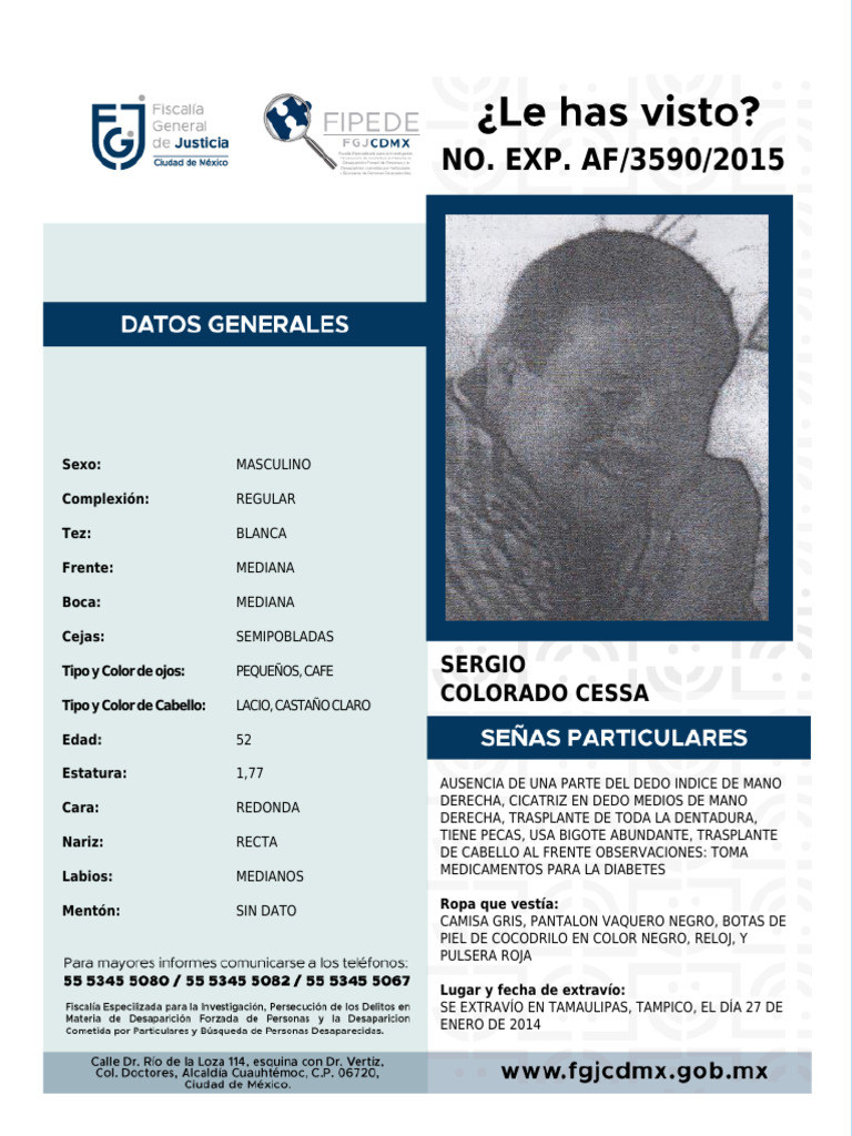 Descripción de Persona Extraviada en Tampico | PDF