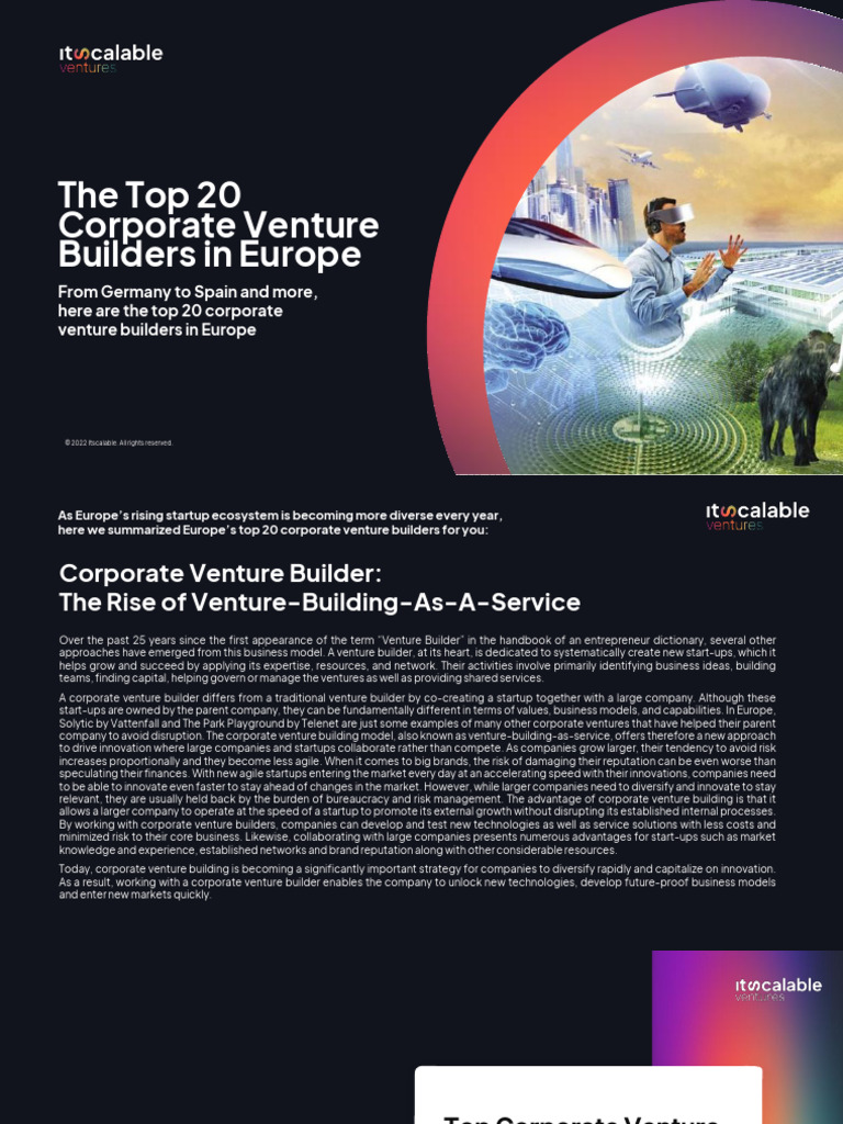 Top 20 Corporate Venture Builders in Europe | PDF | Startup Company ...