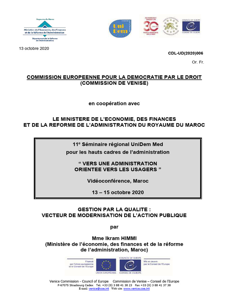 Modernisation des services publics au Maroc | PDF | Services publics ...