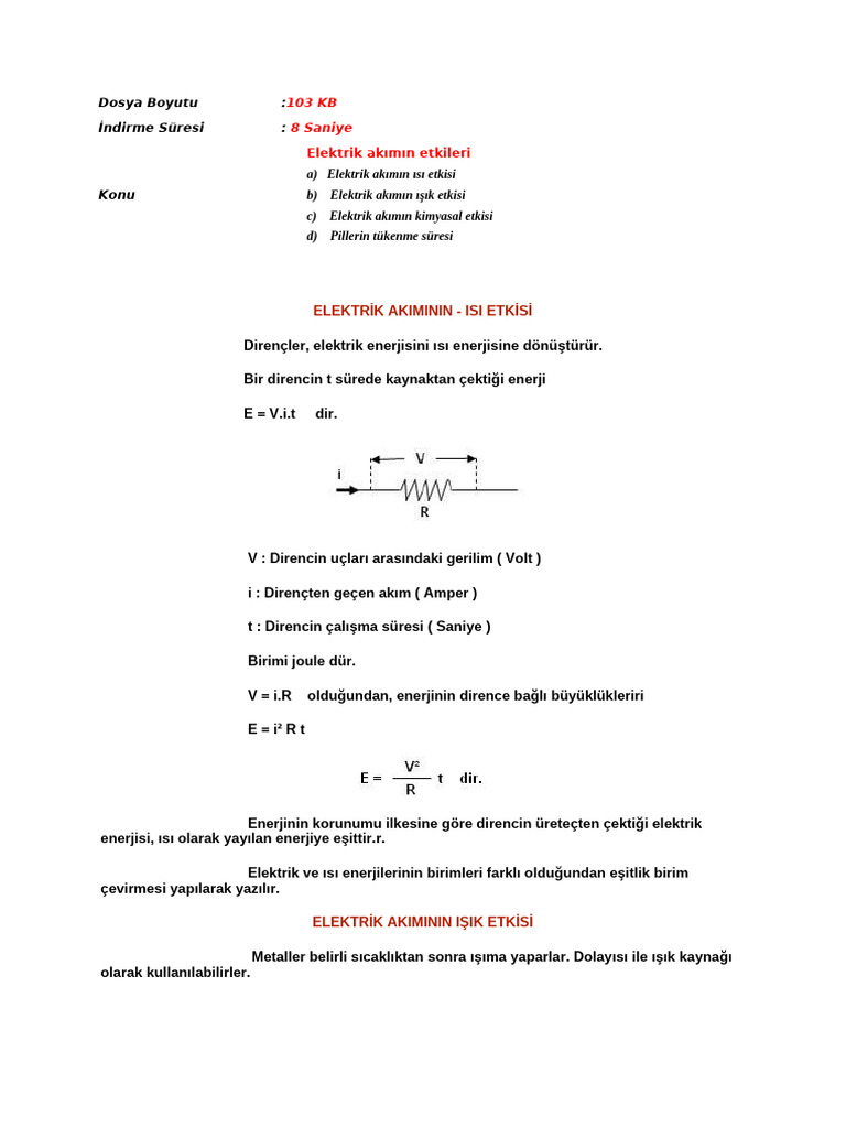 Elektrik Akimin Etkileri | PDF