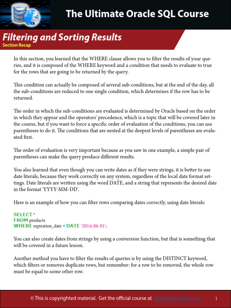 Filtering and Sorting Results RECAP | PDF | Computer Programming ...