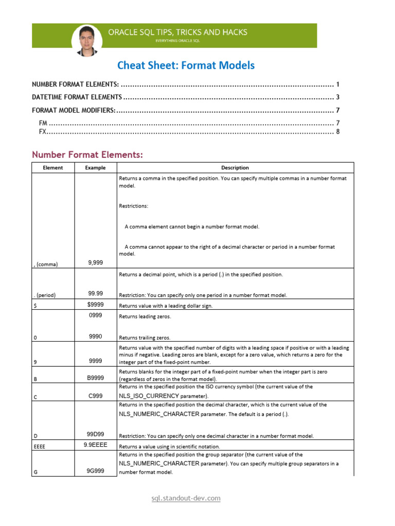 FormatModels CheatSheet | PDF | Numbers | Parameter (Computer Programming)