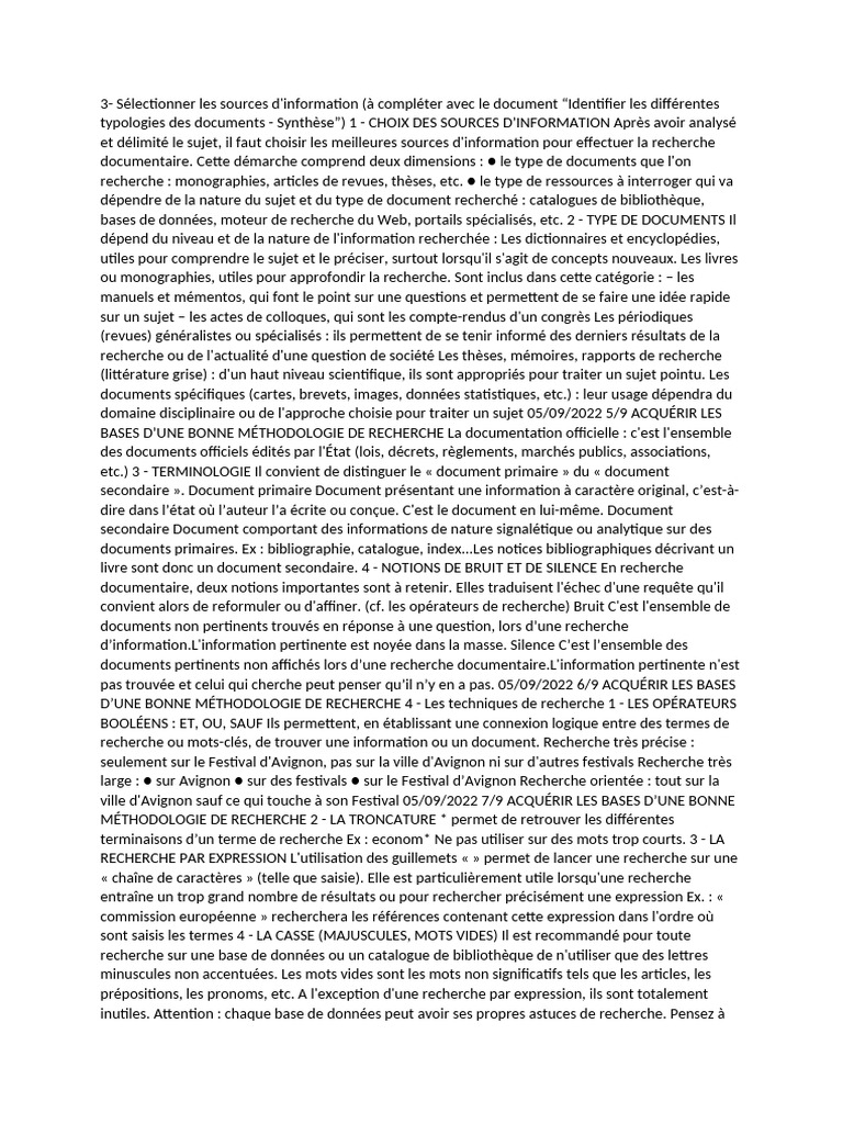 Choix et types de sources d'information | PDF | Recherche d'information ...