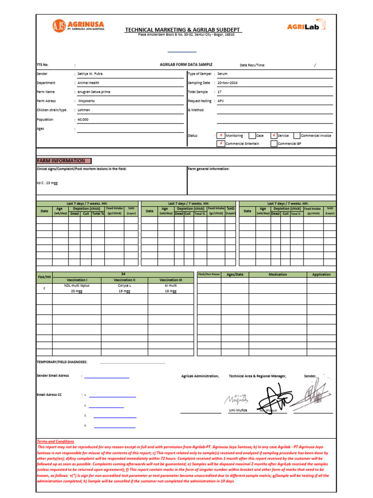 Agrilab Chicken Health Report Template | PDF