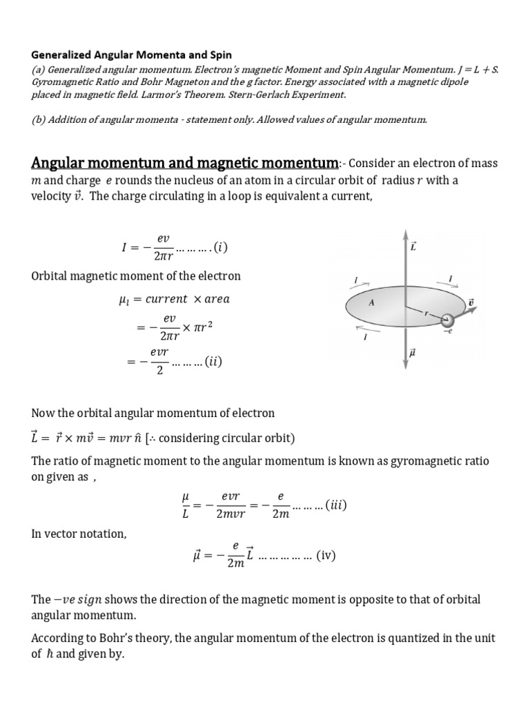 Angular Momentum and Spin in Electrons | PDF | Electron Configuration ...