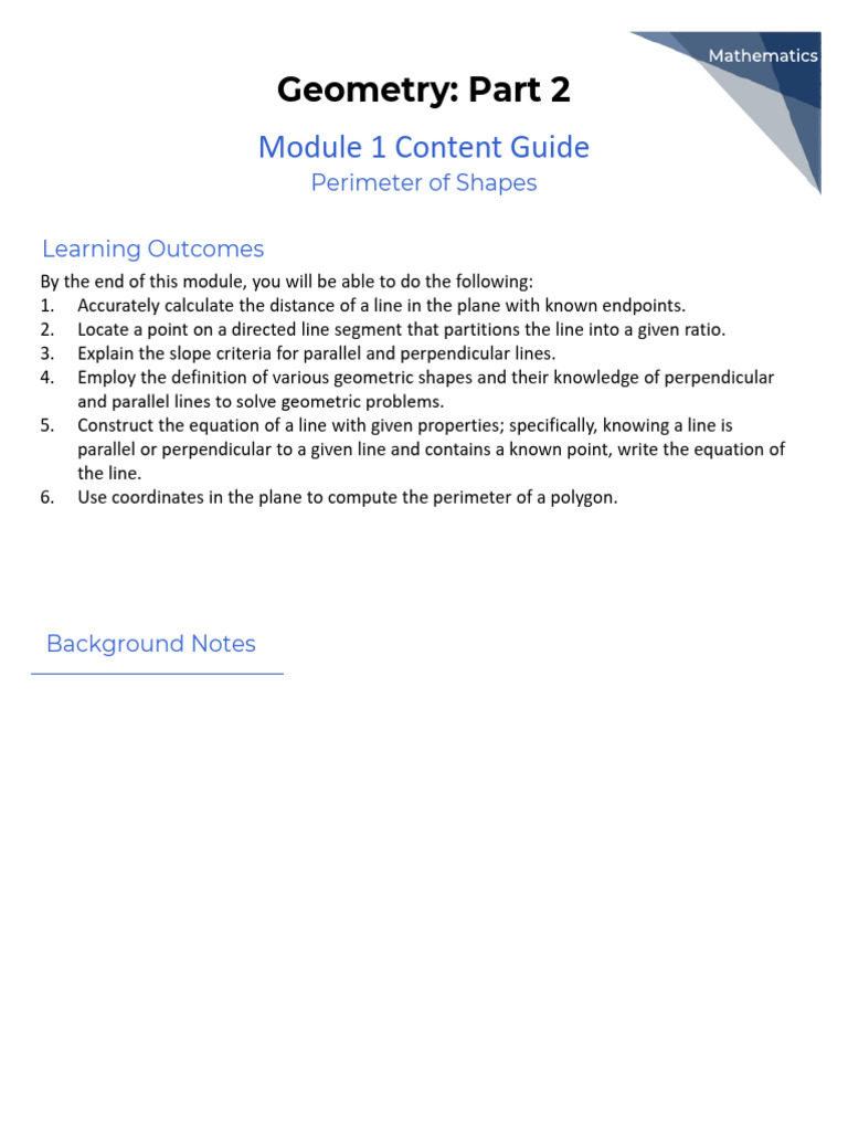 Geometry Module: Perimeter & Circles | PDF | Circle | Perpendicular