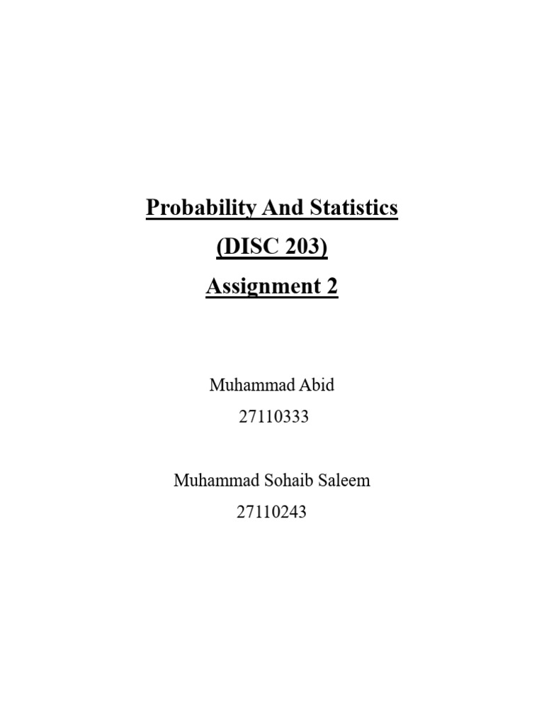 Probability & Stats Assignment 2 | PDF