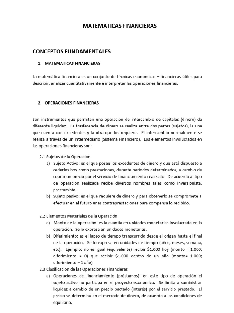 Guia de Estudio Matematica Financiera | PDF | Interés | Tasas de interés