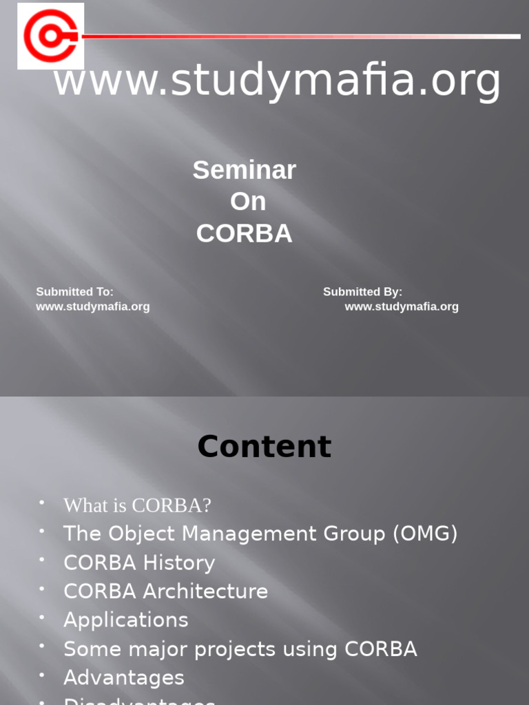 Overview of CORBA Architecture | PDF | Common Object Request Broker ...