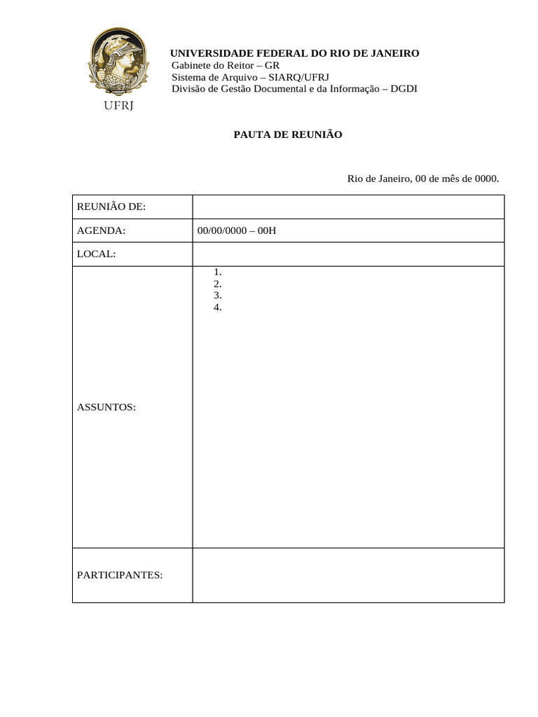 Modelo PAUTA - REUNIO | PDF