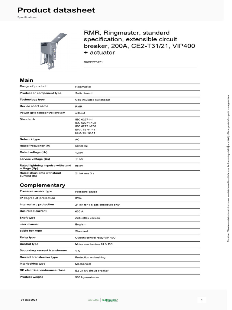RMR 200A Gas Insulated Switchgear | PDF | Electrical Engineering ...