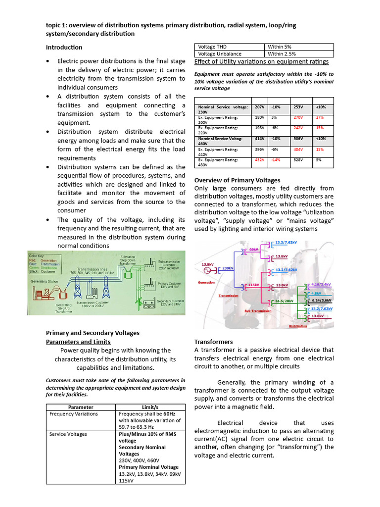 Overview of Electric Distribution Systems | PDF | Transformer ...