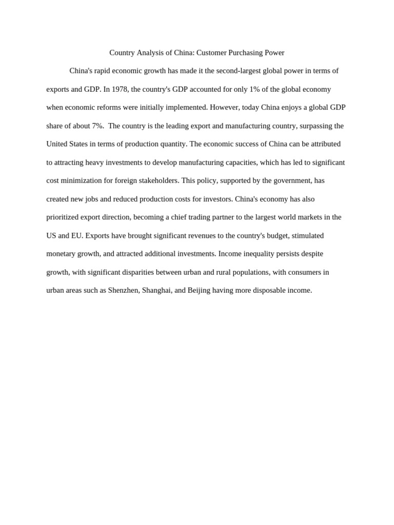 Country Analysis of China | PDF