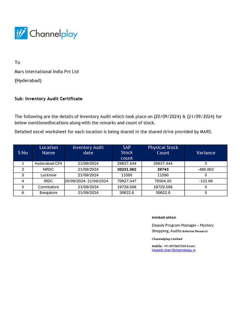 Audit P10 Summary | PDF
