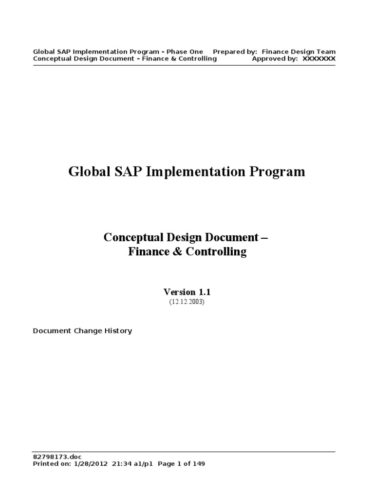 SAP Finance & Controlling Design Document | PDF