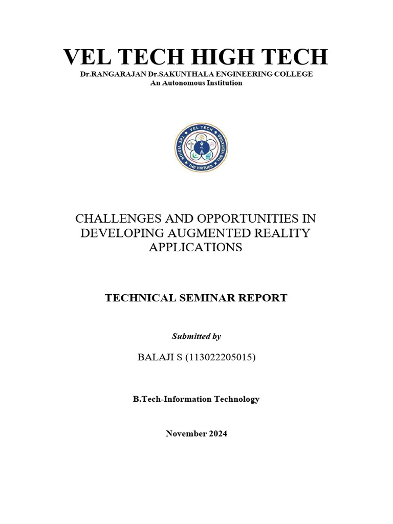 Technical Seminar New Me - Removed | PDF | Augmented Reality | Virtual ...