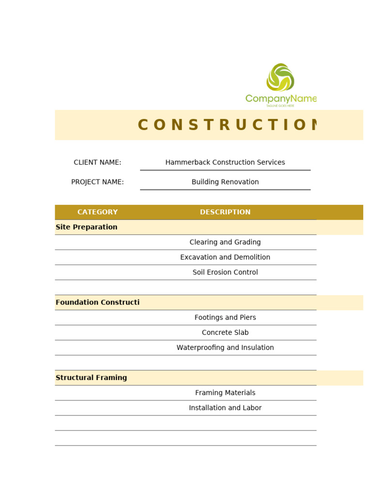 Construction Quote for Renovation Project | PDF | Architectural Design ...