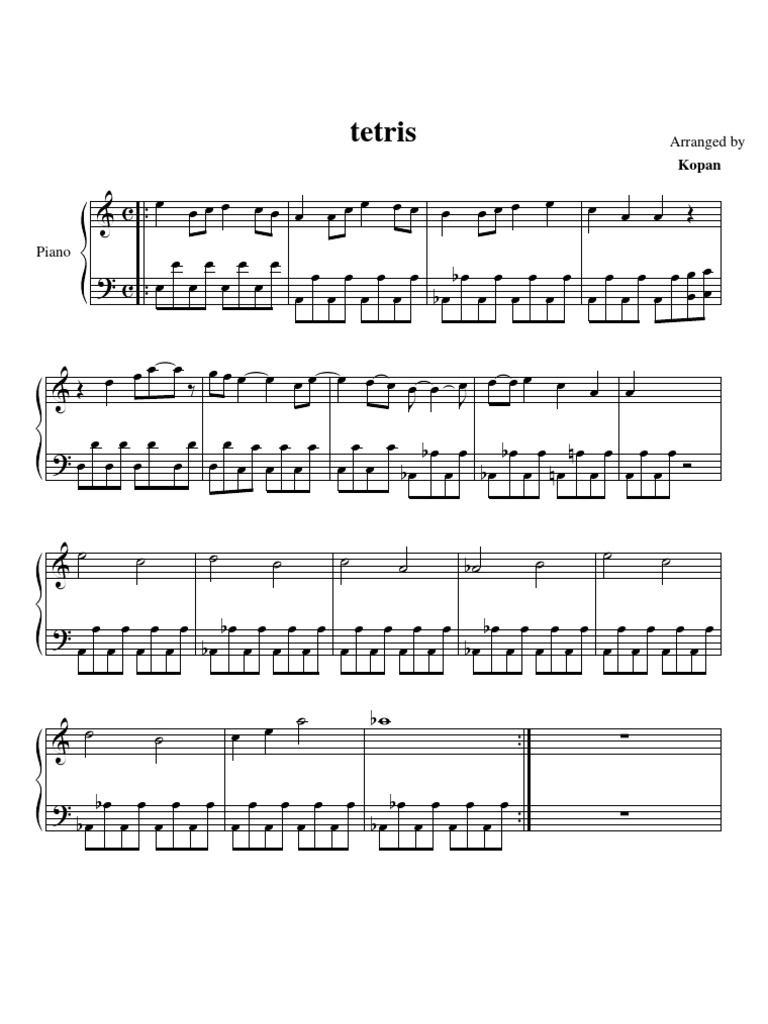 Tetris - Tetris Main Theme - Piano Sheet Music
