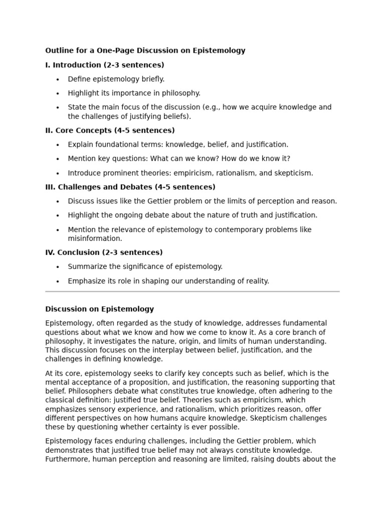 Understanding Epistemology: Key Concepts | PDF | Epistemology | Knowledge