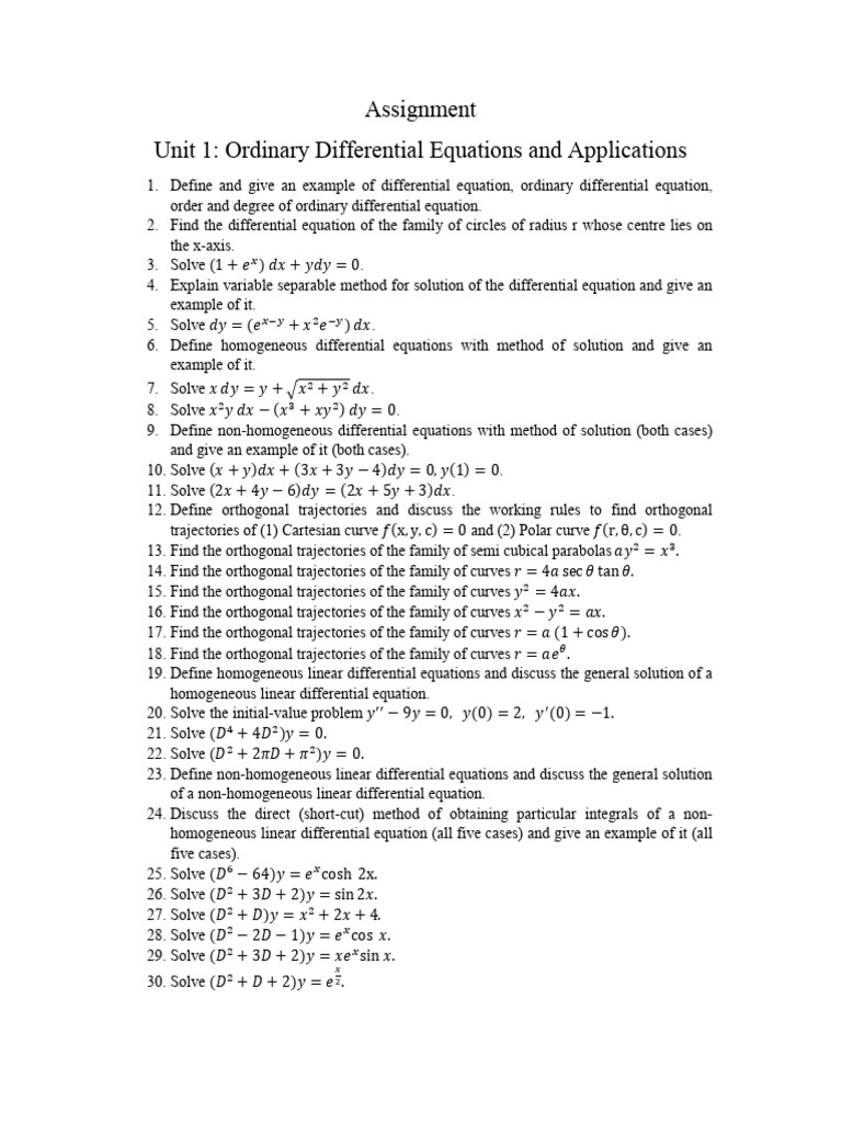 Differential Equations Assignment Guide Pdf