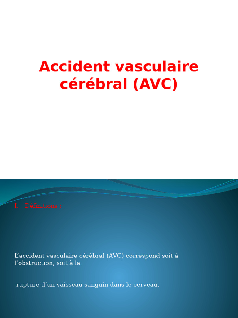 Symptômes et risques de l'AVC PDF Accident vasculaire cérébral — free download
