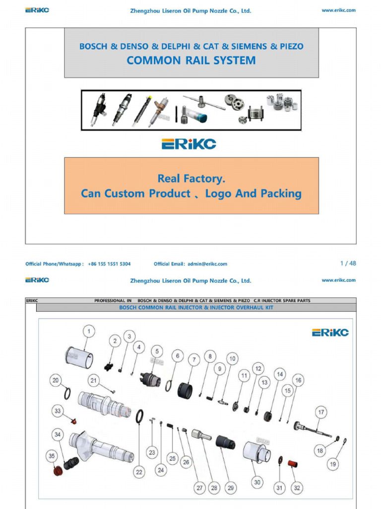 Jessie-ERIKC Diesel Injector Spare Parts Catalog | PDF
