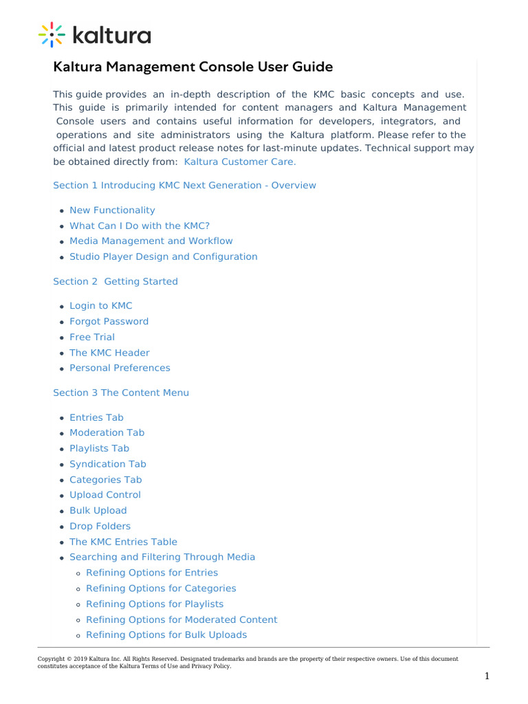 Kaltura Management Console User Guide | PDF | Metadata | Streaming Media