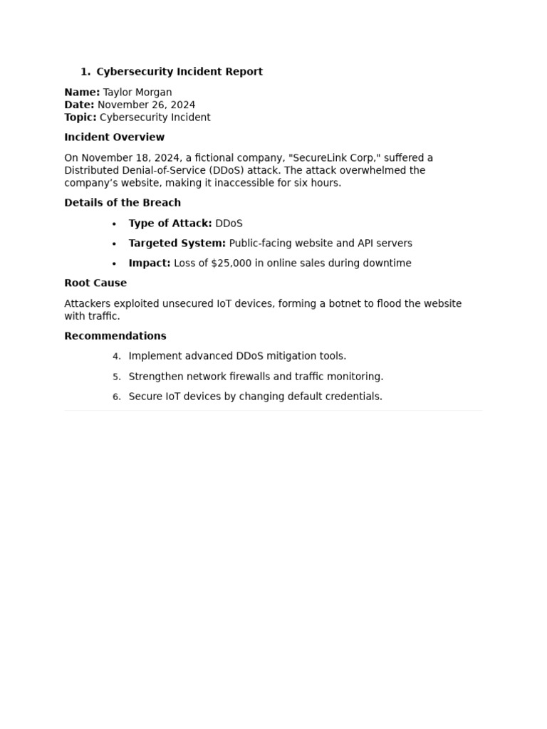 Cybersecurity Incident Report 3 | PDF