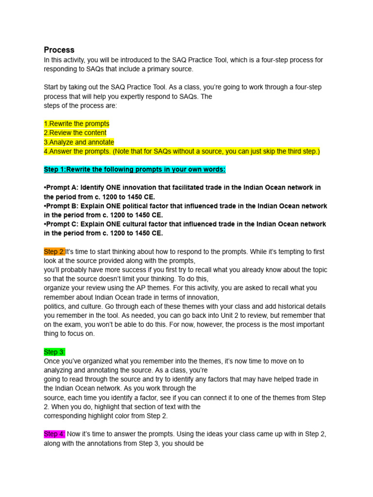 SAQ Study Guide UNIT 2 | PDF | Trade | Strait Of Malacca