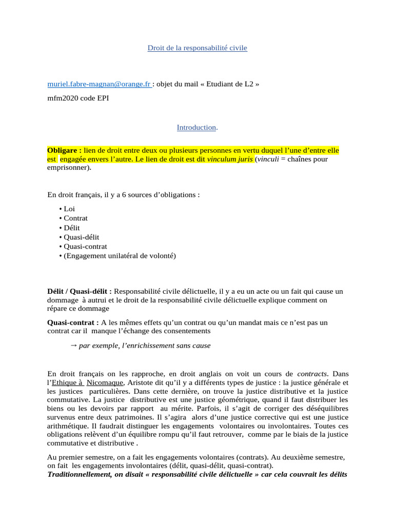 Responsabilité civile : principes et types | PDF | Justice | Crime et ...