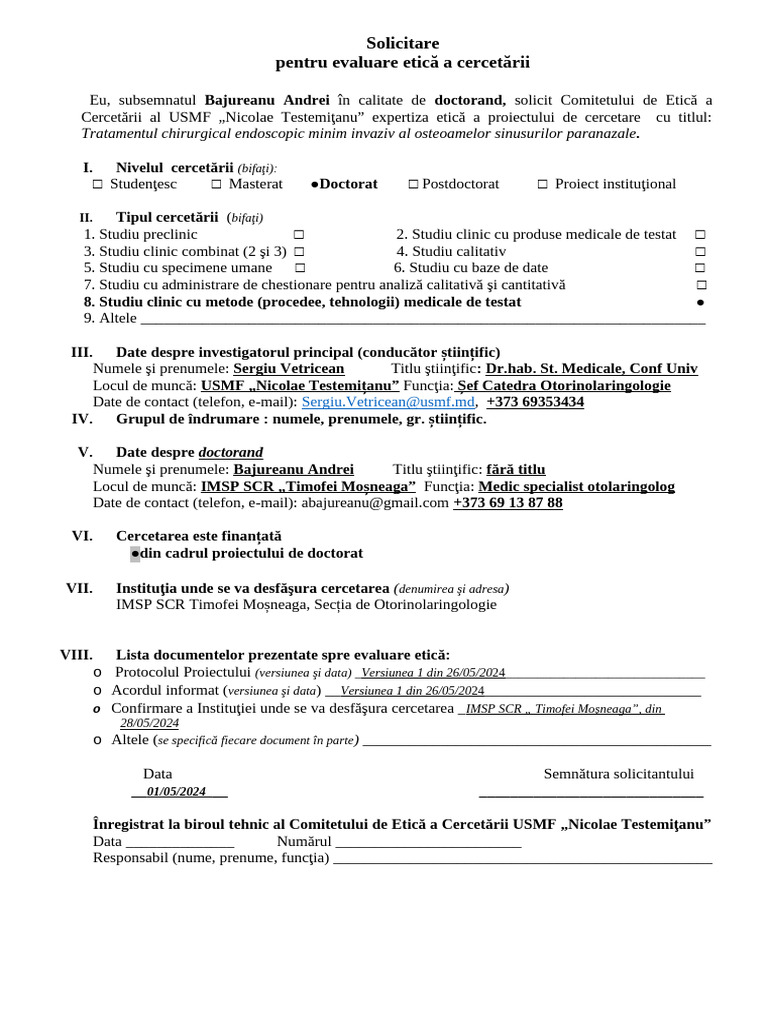 Formular Solicitare Bajureanu | PDF