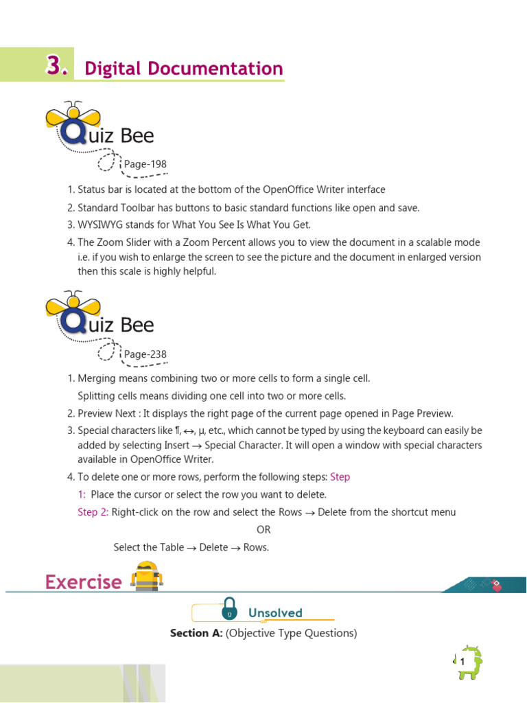 Class 9 IT Unit 3 Answer Key | PDF | Spreadsheet | Letter Case