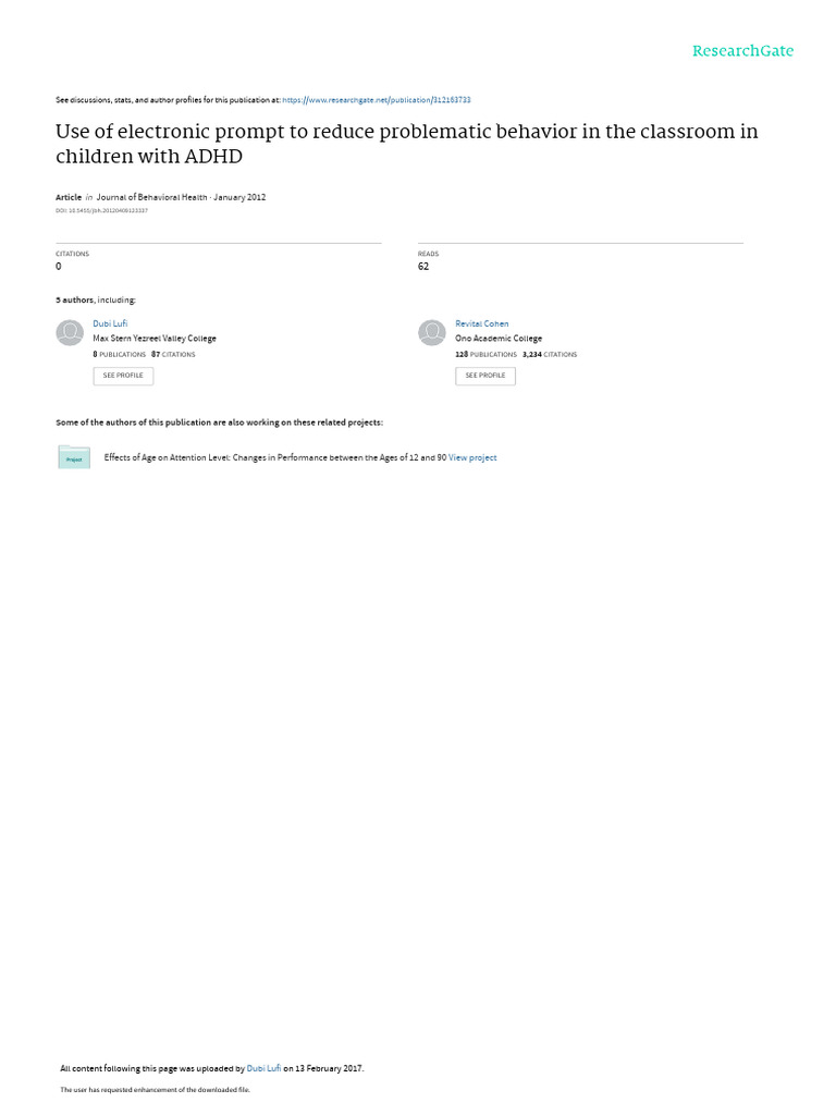 ADHD Classroom Behavior Management | PDF | Attention Deficit ...