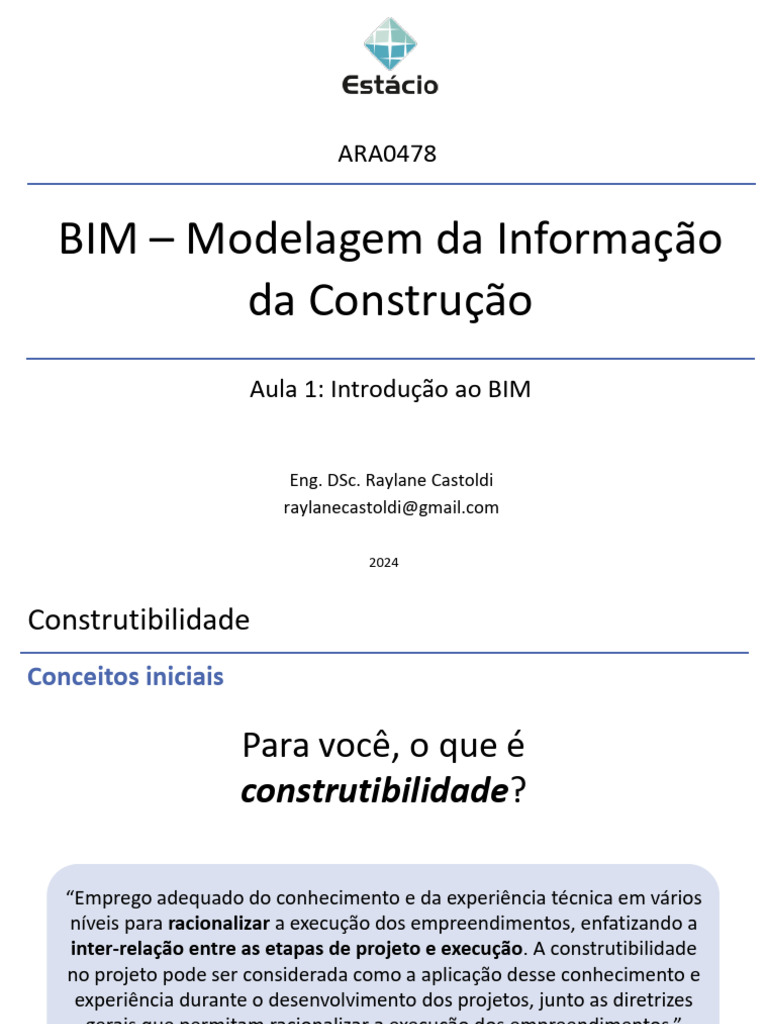 Introdução ao BIM e Construtibilidade | PDF | BIM | Engenharia
