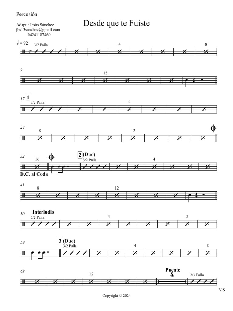 Desde Que Te Fuiste-Version Original - Percusión | PDF