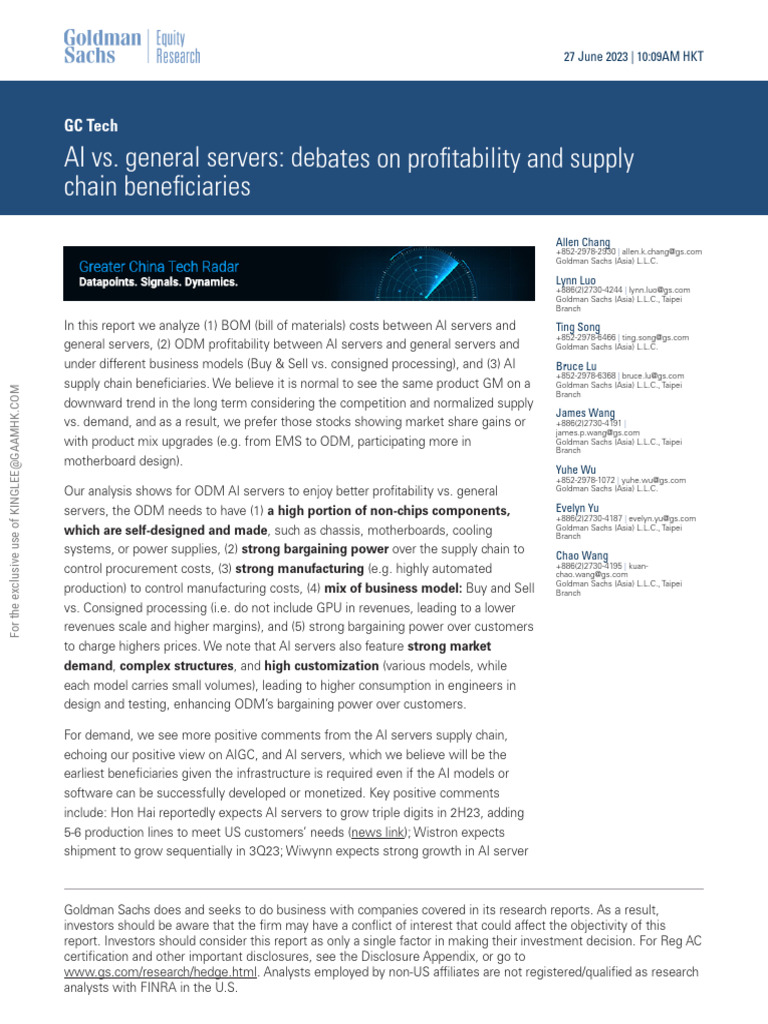 GC Tech - AI vs. General Servers - Debates On Profitability and Supply ...