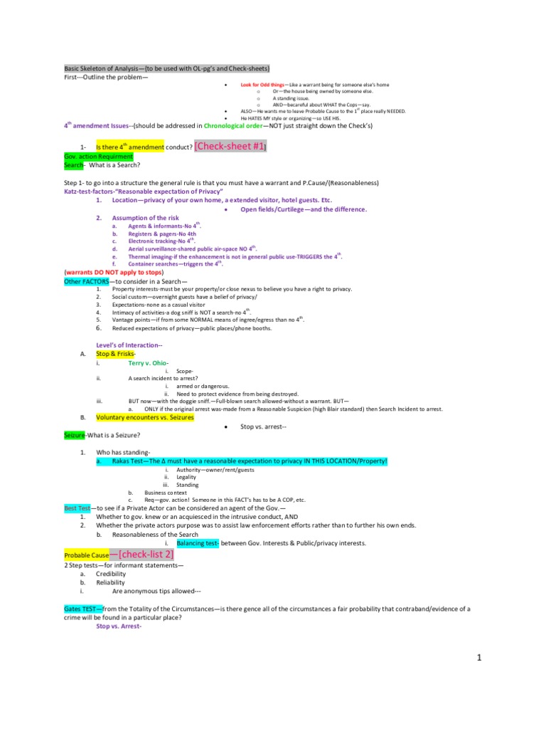 Crim Pro Exam Sheet at A Glance. | PDF | Search And Seizure | Probable ...