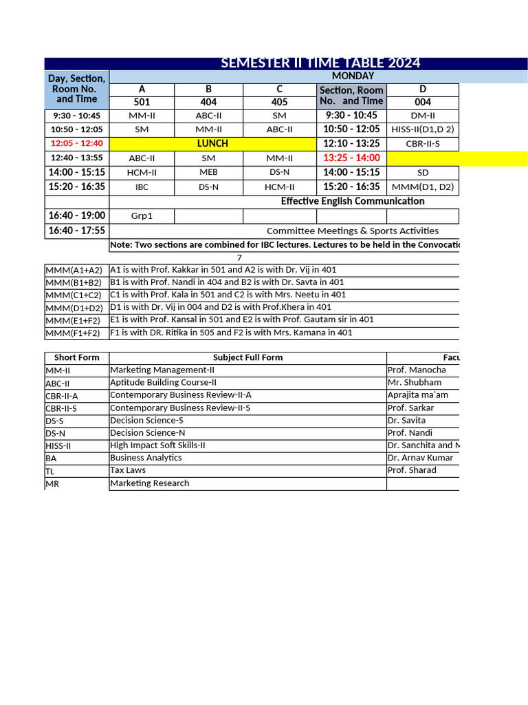 Classes Schedule 2024 18.11.2024 | PDF | Business
